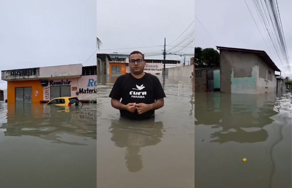 com-agua-pela-cintura,-presidente-da-cufa-pb-denuncia-alagamento-em-jp